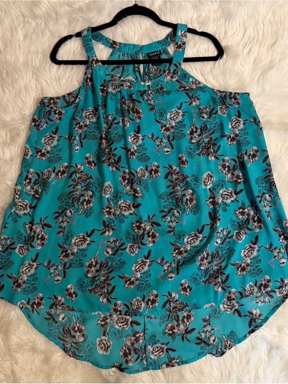 torrid Turquoise Floral hi/low halter top size 1